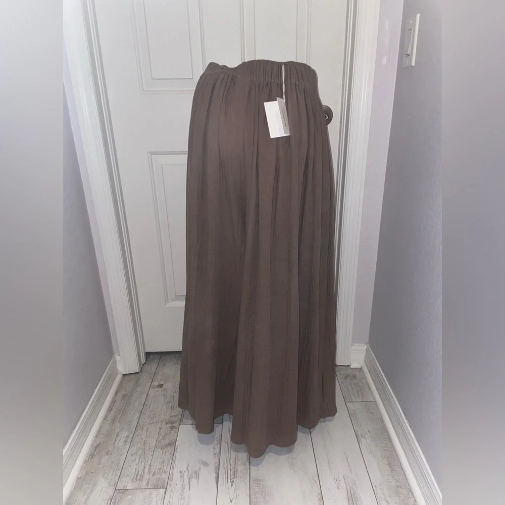 MBS Miranda Bennett Studio Taupe/Brown “Hepburn” Wide-Leg Pants - Picture 2 of 2